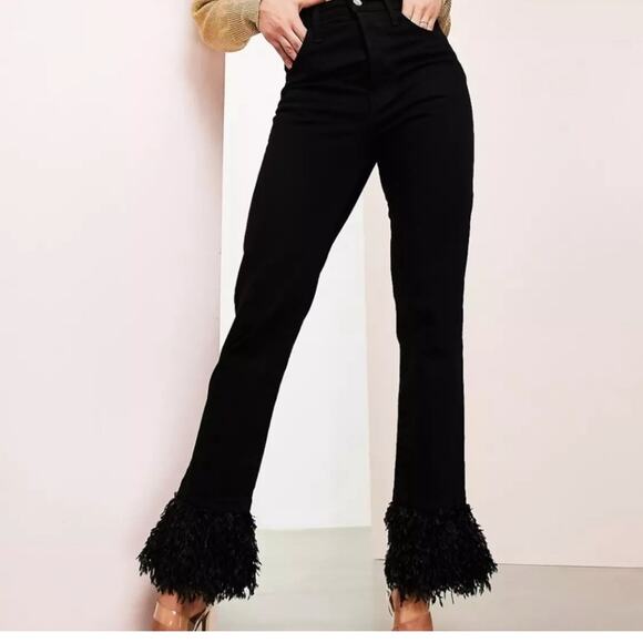Asos Luxe Button Fly Jeans With Feather Hem Size 0 NWT - Picture 1 of 4